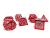 Heroic Dice of Metallic Luster -  Silver with Red Font