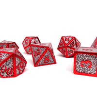 Heroic Dice of Metallic Luster -  Silver with Red Font