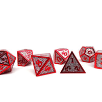 Heroic Dice of Metallic Luster -  Silver with Red Font