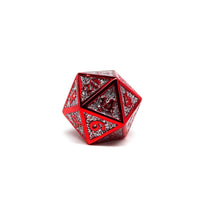 Heroic Dice of Metallic Luster - Single D20 Dice - Silver with Red Font