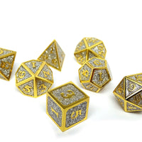 Heroic Dice of Metallic Luster - Silver with Gold Font