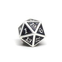 Heroic Dice of Metallic Luster - Single D20 Dice - Black with Silver Font