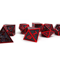 Heroic Dice of Metallic Luster - Black with Red Font