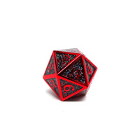 Heroic Dice of Metallic Luster - Single D20 Dice - Black with Red Font