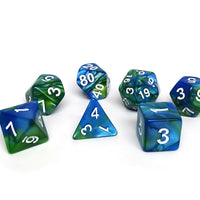 Green and Blue Marble - 7 Piece Dice Collection