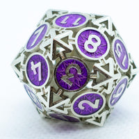 Guardian Silver w/Purple Deadly Arrow Dice | 7-Dice RPG Set High Visibility