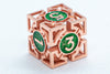 Single d6/d20  Rose Gold w/Green Deadly Arrow Dice