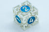 Tritan Silver w/Blue Deadly Arrow Dice | 7-Dice RPG Set High Visibility