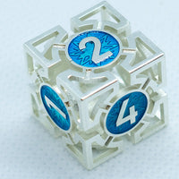 Tritan Silver w/Blue Deadly Arrow Dice | 7-Dice RPG Set High Visibility