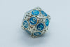 Tritan Silver w/Blue Deadly Arrow Dice | 7-Dice RPG Set High Visibility