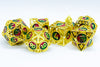 Gold w/Red-Green Deadly Arrow Dice | 7-Dice RPG Set High Visibility