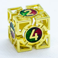 Gold w/Red-Green Deadly Arrow Dice | 7-Dice RPG Set High Visibility