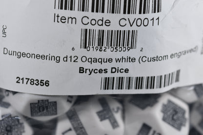 Dungeoneering d12 Opaque White Dice by Chessex - Navigate Your Adventure with Precision