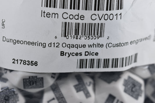 Dungeoneering d12 Opaque White Dice by Chessex - Navigate Your Adventure with Precision