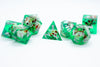 Teal Green Skull Inclusion 7-Dice Set Resin Sharp Edge RPG DND (Limited Stock)
