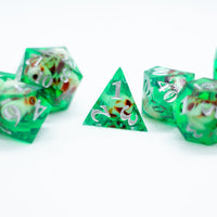 Teal Green Skull Inclusion 7-Dice Set Resin Sharp Edge RPG DND (Limited Stock)