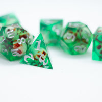 Teal Green Skull Inclusion 7-Dice Set Resin Sharp Edge RPG DND (Limited Stock)