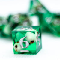 Teal Green Skull Inclusion 7-Dice Set Resin Sharp Edge RPG DND (Limited Stock)