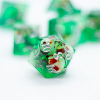 Teal Green Skull Inclusion 7-Dice Set Resin Sharp Edge RPG DND (Limited Stock)