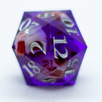 Purple w/Skulls 22mm D20 DND Roll a D20 Dice Handmade Sharp Resin