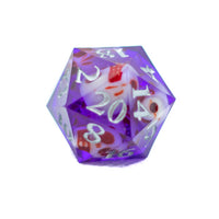 Purple w/Skulls 22mm D20 DND Roll a D20 Dice Handmade Sharp Resin