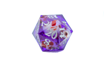 Purple w/Skulls 22mm D20 DND Roll a D20 Dice Handmade Sharp Resin