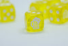 10-Pack Clear Yellow w/White 16mm d6 Dice Featuring a White Mug on the '1' side