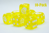 10-Pack Clear Yellow w/White 16mm d6 Dice Featuring a White Mug on the '1' side