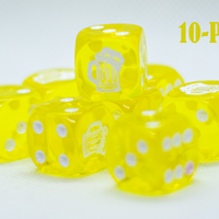 10-Pack Clear Yellow w/White 16mm d6 Dice Featuring a White Mug on the '1' side