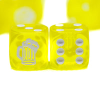 10-Pack Clear Yellow w/White 16mm d6 Dice Featuring a White Mug on the '1' side