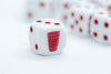 Opaque White w/Red 16mm d6 Dice Featuring a Red Cup on the '1' side (sold per die)