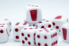 Opaque White w/Red 16mm d6 Dice Featuring a Red Cup on the '1' side (sold per die)