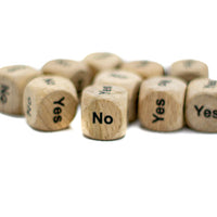 Yes/No Dice Wooden 16mm d6 w/Black Rounded Corners (sold per die) - Wood Dice