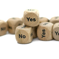 Yes/No Dice Wooden 16mm d6 w/Black Rounded Corners (sold per die) - Wood Dice