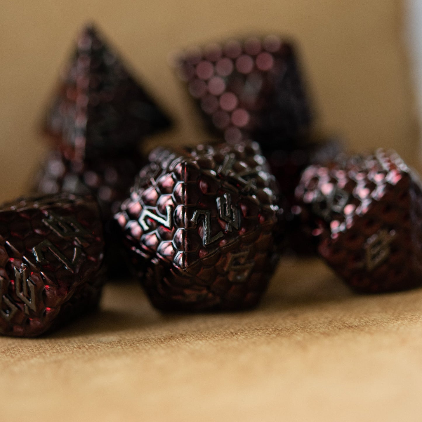 Blood Red Dragon's Egg Metal Dice Set – 7-Piece Polyhedral RPG Dice