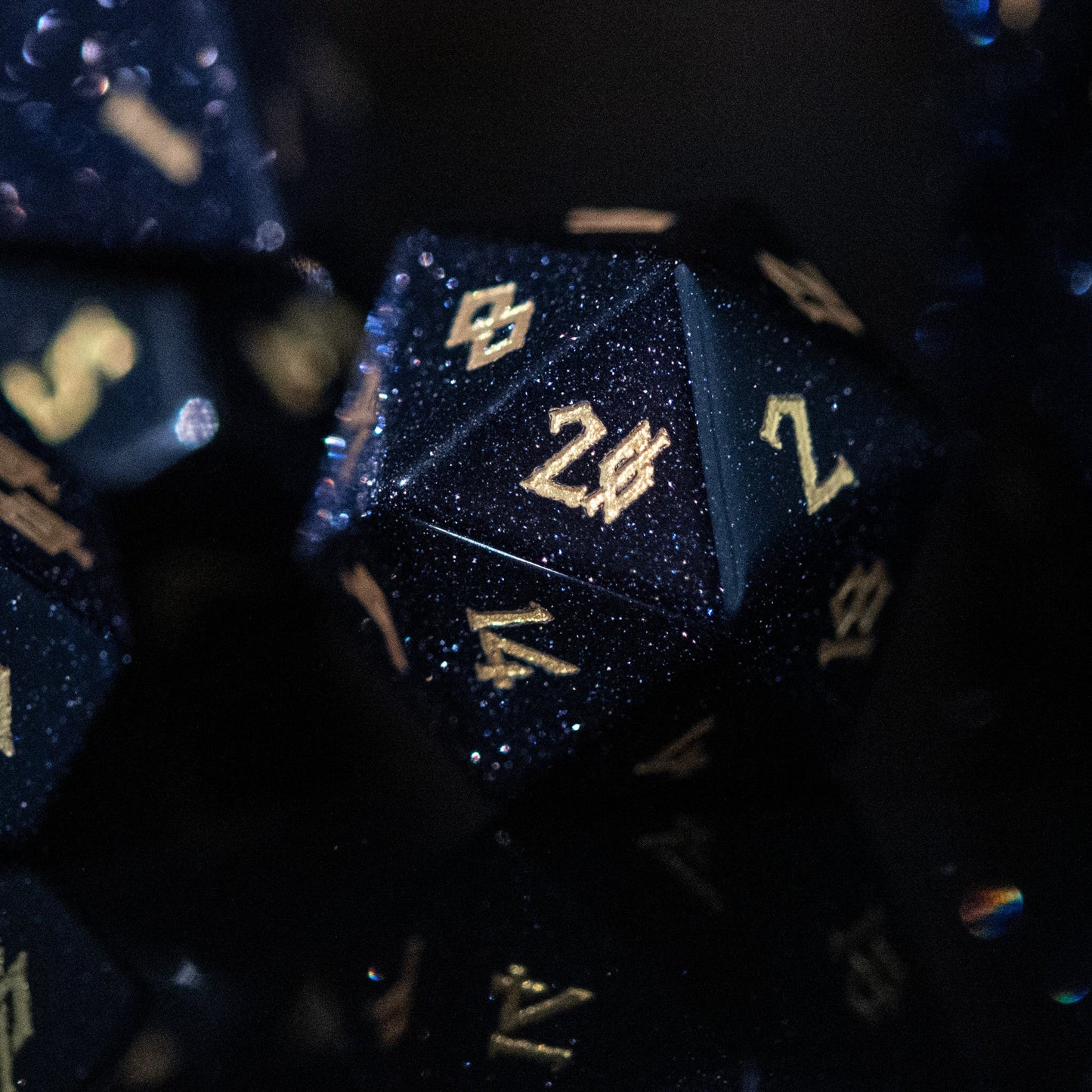 Blue Sandstone Dice Set – 7-Piece Natural Stone Polyhedral RPG Dice