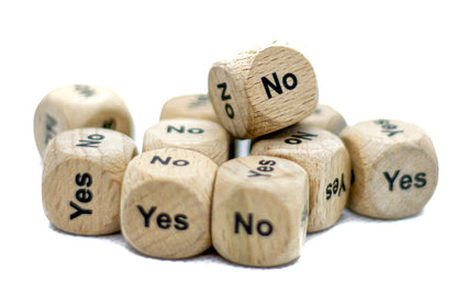 Yes/No Decision Dice – Wooden 16mm d6 with Black Rounded Corners | BrycesDice