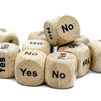 Yes/No Dice Wooden 16mm d6 w/Black Rounded Corners (sold per die) - Wood Dice
