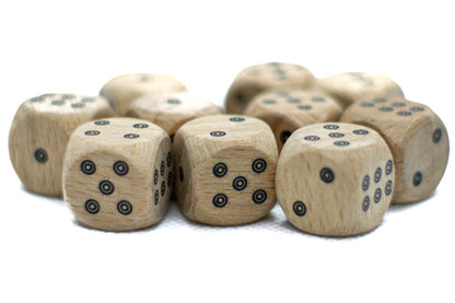 Birds-Eye Wooden 16mm D6 Dice w/ Black Dots Rounded Corners (sold per die) – Wood Dice