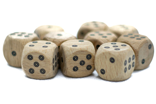Birds-Eye Wooden 16mm D6 Dice w/ Black Dots Rounded Corners (sold per die) – Wood Dice