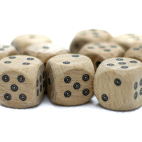 10-Pack Birds-Eye Wooden 16mm d6 Dice w/ Black Dots Rounded Corners - Wood Dice