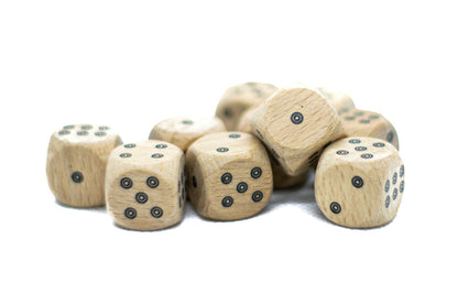 Birds-Eye Wooden 16mm D6 Dice w/ Black Dots Rounded Corners (sold per die) – Wood Dice