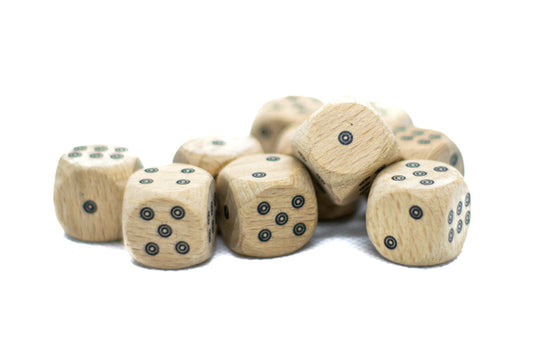 Birds-Eye Wooden 16mm D6 Dice w/ Black Dots Rounded Corners (sold per die) – Wood Dice