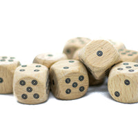 10-Pack Birds-Eye Wooden 16mm d6 Dice w/ Black Dots Rounded Corners - Wood Dice