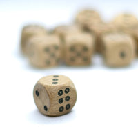 Birds-Eye Wooden 16mm d6 Dice w/ Black Dots Rounded Corners (sold per die) - Wood Dice