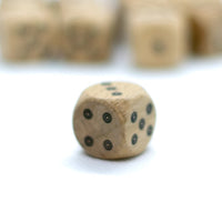 10-Pack Birds-Eye Wooden 16mm d6 Dice w/ Black Dots Rounded Corners - Wood Dice
