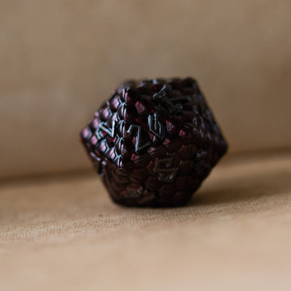 Blood Red Dragon's Egg Metal Dice Set – 7-Piece Polyhedral RPG Dice