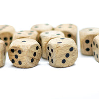 10-Pack Wooden 16mm d6 Dice w/ Black Dots Rounded Corners - Wood Dice