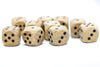 Wooden 16mm d6 Dice w/ Black Dots Rounded Corners (sold per die) - Wood Dice