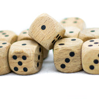 10-Pack Wooden 16mm d6 Dice w/ Black Dots Rounded Corners - Wood Dice